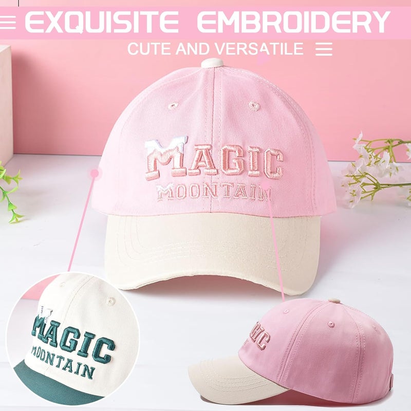 viofre Embroidery Kids Girls Baseball Hat Pink Cotton Kids Hats Toddler Girl Girls Baseball Cap Cute Toddler Sun Ball Cap Girl Hats - Image 5